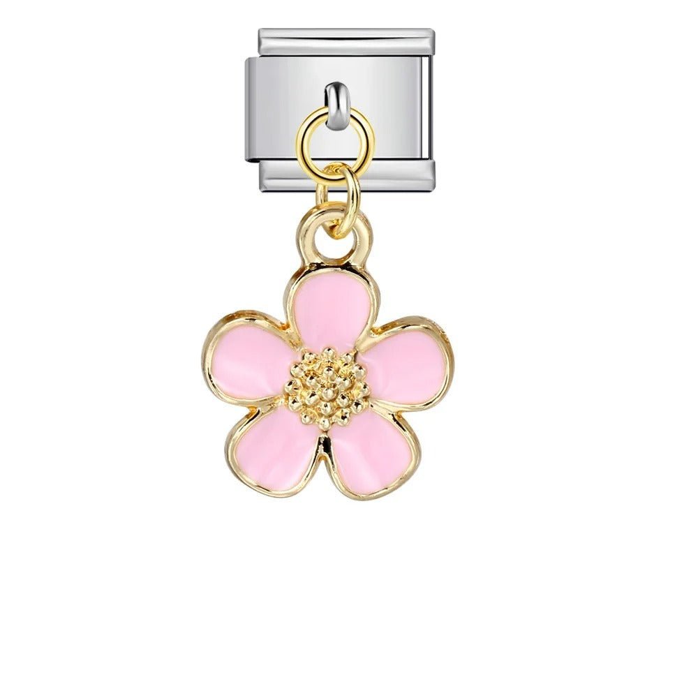 Dangling Pink Flower — Silver [ref:50487502569750]