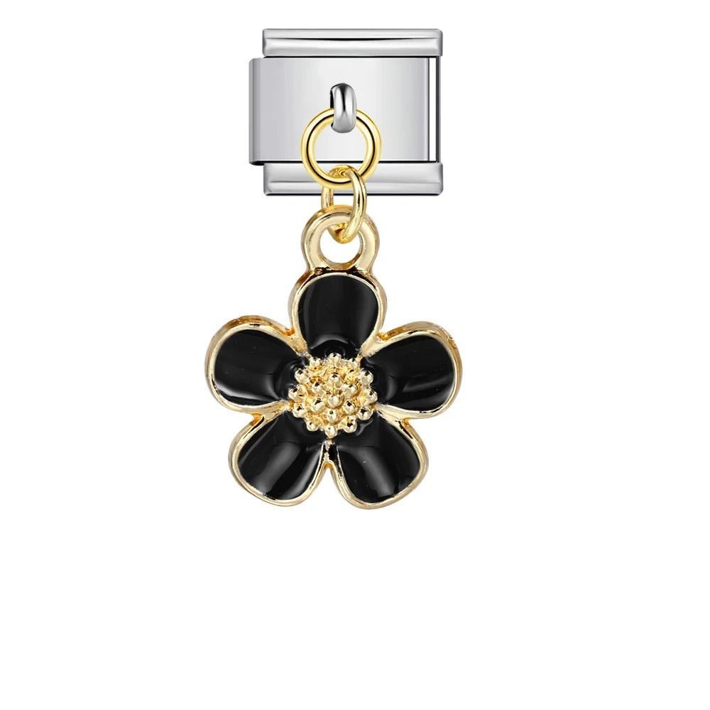 Dangling Black Flower — Silver [ref:50487503978774]