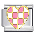 Pink Checkered Heart — Silver [ref:54820775493910]