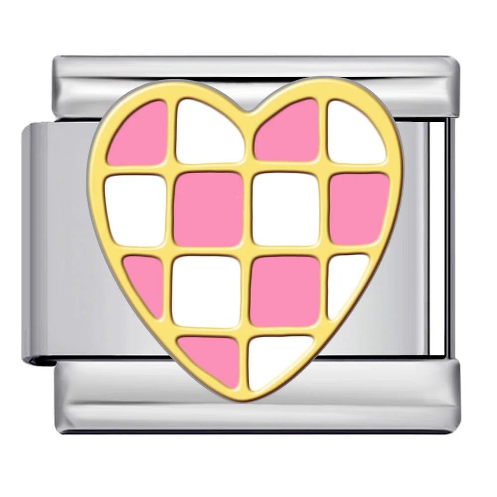 Pink Checkered Heart — Silver [ref:54820775493910]