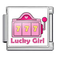 Lucky Girl Slot Machine 9mm Italian Charm Bracelet Link — Silver [ref:55176204452118]