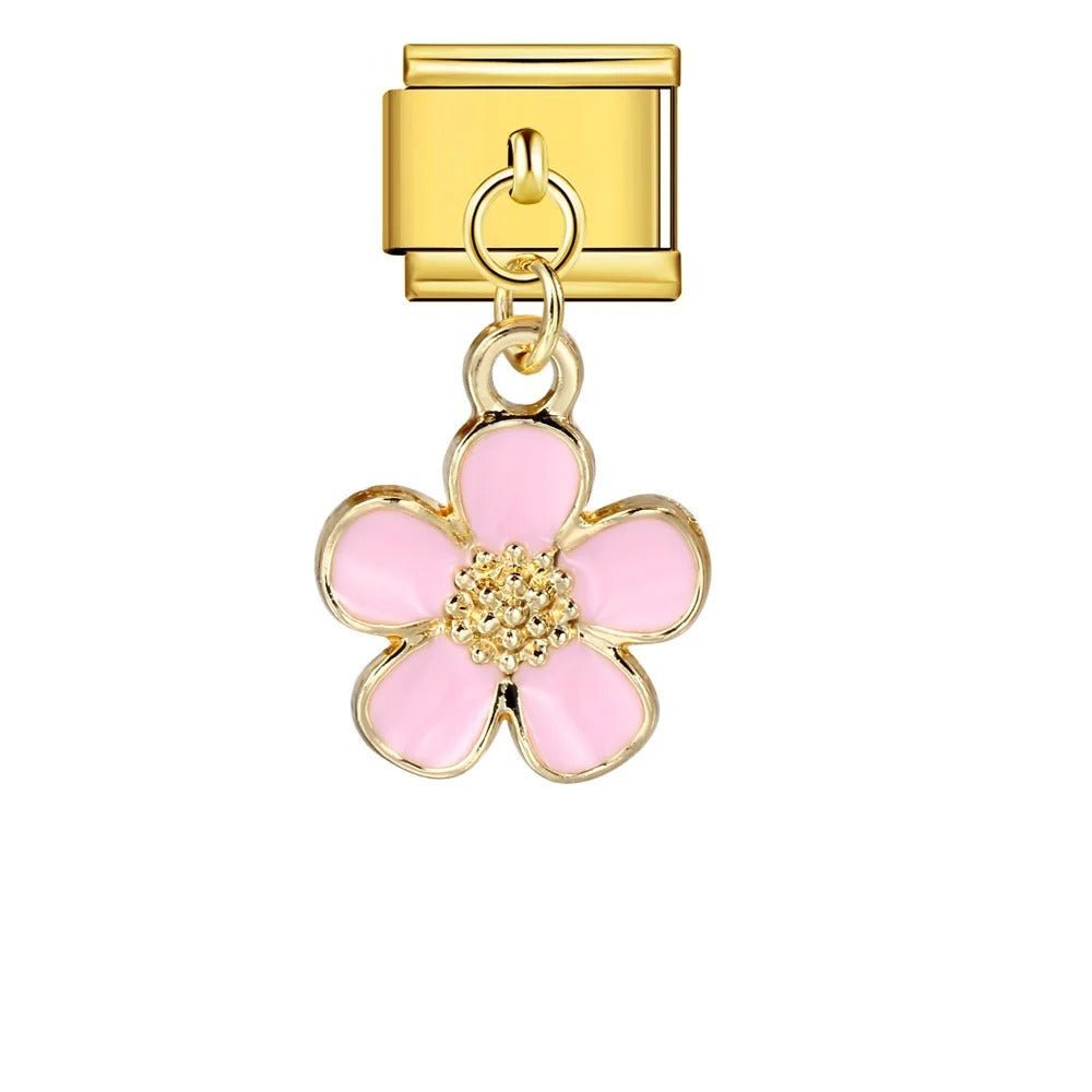 Dangling Pink Flower — Gold [ref:50487503749398]