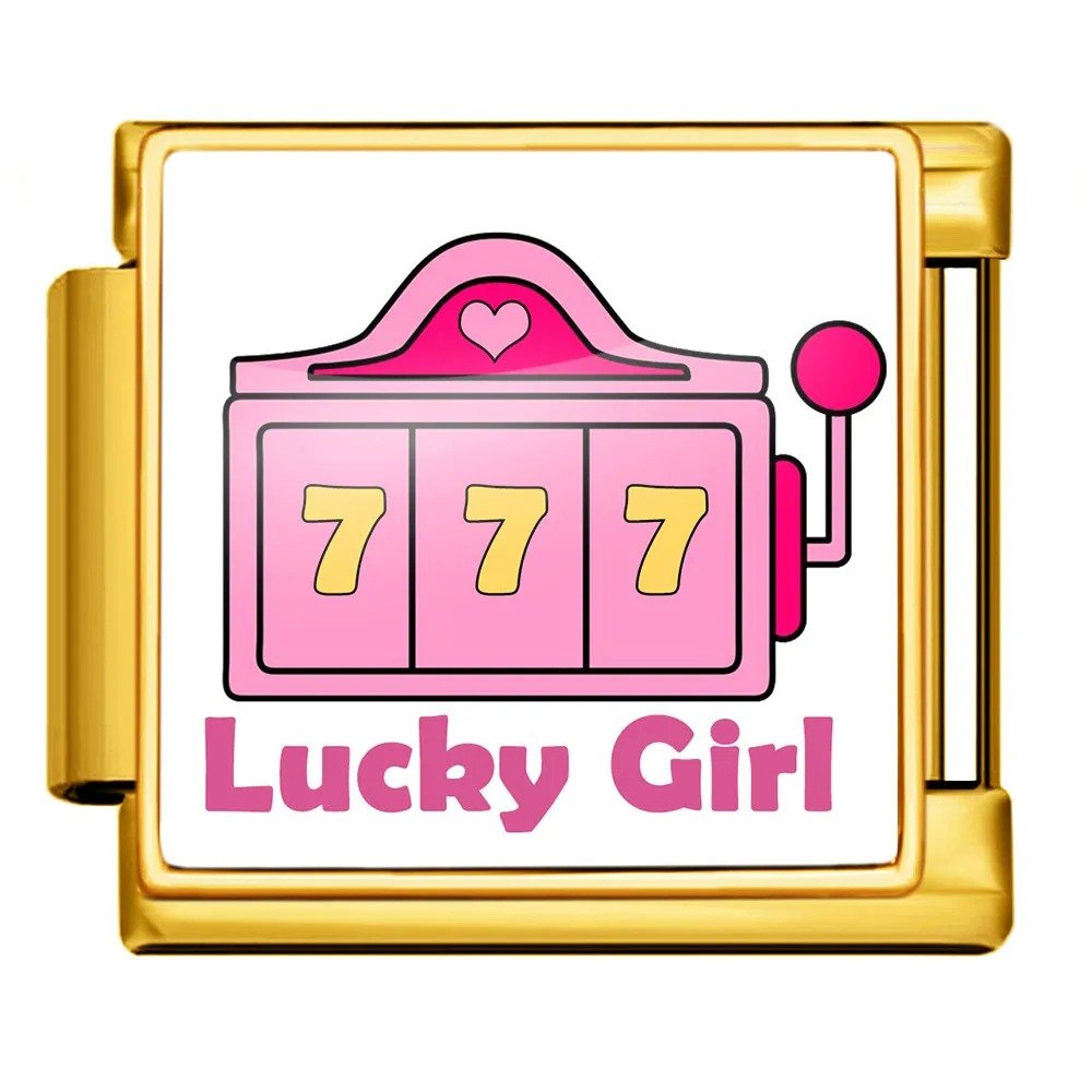 Lucky Girl Slot Machine 9mm Italian Charm Bracelet Link — Gold [ref:55176204419350]