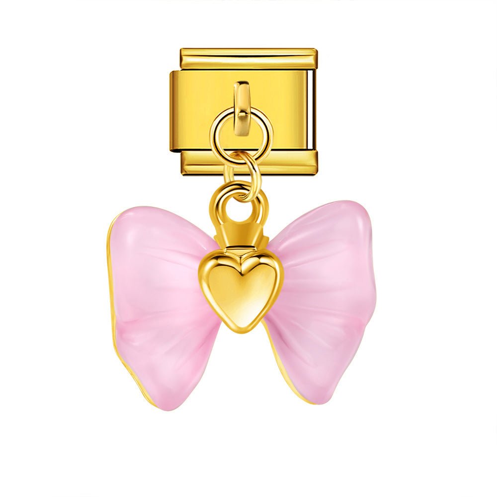 Dangling Pink Bow — Gold [ref:55612361867542]