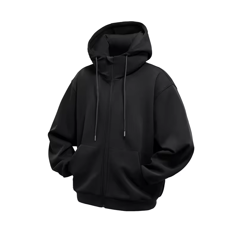 Cloushy Inflatable Travel Hoodie in Black on a white background