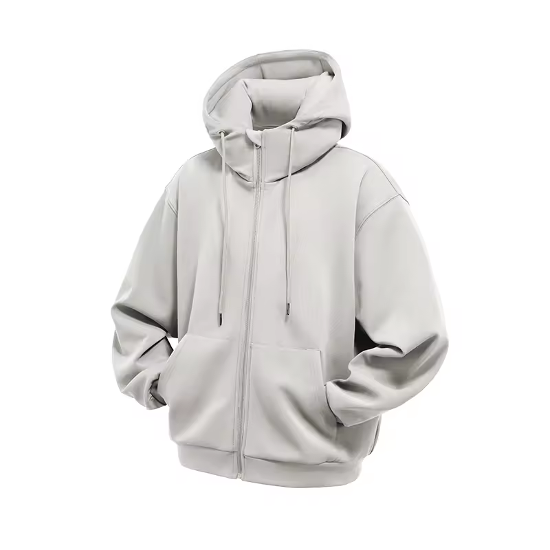 Cloushy Inflatable Travel Hoodie in Light Grey on a white background