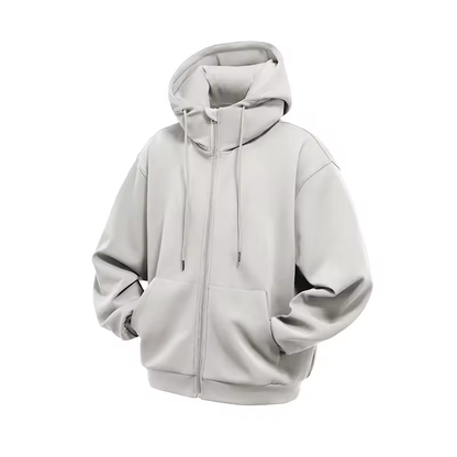 Cloushy Inflatable Travel Hoodie in Light Grey on a white background